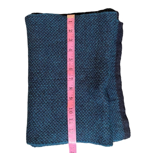 Italian 100% Wool Unisex Scarf in Turquoise Blue + Black - Picture 6 of 10